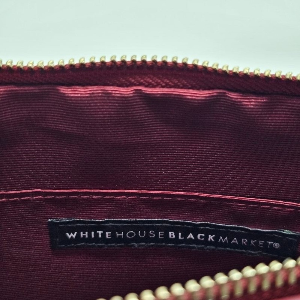 White House Black Market Maroon Clutch Zipper Studded Handbag Purse - Picture 5 of 9